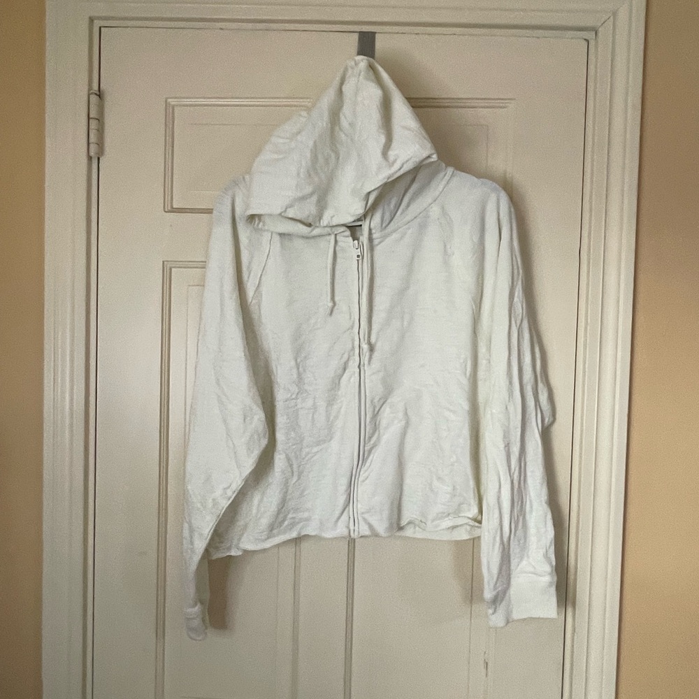 Victoria's Secret PINK summer lounge 100% cotton zip-up hoodie  Size XL Ivory - Picture 7 of 9